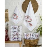 Ünsal Tekstil Buldan Üretimi Çeyizlik Sıla Kadife 6'lı El/yüz Havlusu I 50X90 - 50 x 90 cm - Beyaz