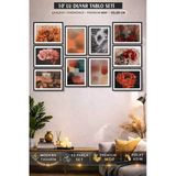 Unt 10’Lu Premium Mdf Duvar Tablo Seti 15X20 Cm Çerçeve Görünümlü Modern Soyut & Çiçek Çok Renkli 15 X 20