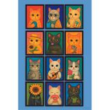 Unt 12 Parça Kedi Tablo Seti Çerçeve Görüntülü Kedili Mdf Tablo Seti Siyah Çerçeve Görünümlü Çok Renkli 15 X 20