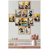 Unt 12 Parça Masif Çerçeve Görünümlü Modern Graffiti Sanatsal Tablo Seti Çok Renkli 15 X 20