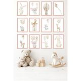Unt 12'Li Çerçeve Görünümlü Bebek Ve Çocuk Odası Tablo Seti – 15X20 Cm Mdf Uv Baskı Çok Renkli 15 X 20