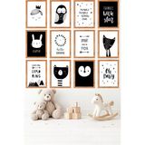 Unt 12'Li Çerçeve Görünümlü Minimal Sevimli Hayvan Ve Figür Duvar Tablo Seti – 15X20 Cm Mdf Uv Baskı Çok Renkli 15 X 20