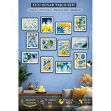 Unt 12’Li Modern Duvar Tablo Seti 15X20 Cm Çerçeve Görünümlü Premium Mdf Salon Dekoru Çok Renkli 15 X 20