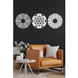UNT 3 lü Mandala Set Duvar Dekoru Tablo Seti Beyaz 48 x 154 UNTNM235