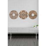 UNT 3 lü Mandala Set Duvar Dekoru Tablo Seti Ceviz 48 x 154 UNTNM234
