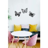 UNT 30 cm 3 lü Kelebek Set Duvar Dekoru-Süsü, Ahşap Dekoratif Tablo - Siyah Siyah 20 x 60 UNTNM522