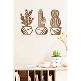 Unt 3’Lü Kaktüs Set Duvar Dekoru-Süsü, Ahşap Dekoratif Tablo Ceviz 30 X 45