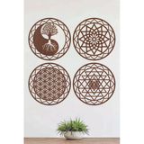 Unt 4 1Ü Kutsal Geometri Seti ( Yaşam Çiçeği, Sri Yantra, Mandala Ve Yin Yang Ağaç) Kahverengi 30 X 30