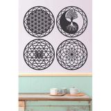 Unt 4 1Ü Kutsal Geometri Seti ( Yaşam Çiçeği, Sri Yantra, Torus Ve Yin Yang Ağaç) Siyah 20 X 20