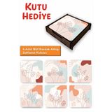 UNT 6’lı MDF Bardak Altlığı Saklama Kutulu – Boho Temalı