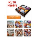 UNT 6’lı MDF Bardak Altlığı Saklama Kutulu – Deniz Kabukları Temalı