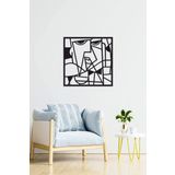 UNT Abstract Duvar Dekoru - Süsü, Ahşap Dekoratif Tablo SİYAH 48 x 48 UNTNM76