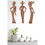 UNT Afrikalı Kadınlar Duvar Dekoru Süsü Ahşap Dekoratif Tablo V3 Kahverengi - 55 x 47 cm