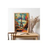 Unt Ahşap Çerçeveli Pop Art Eyfel Tablo Çok Renkli 30 X 40