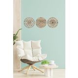UNT Ahşap Yaşam Çiçeği Sri Yantra Torus Nefesi Üçlü Dekoratif Tablo Duvar Süsü Ev Hediyesi CEVİZ 30 x 30 UNTNM135
