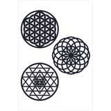 Unt Ahşap Yaşam Çiçeği Sri Yantra Torus Nefesi Üçlü Dekoratif Tablo Duvar Süsü Ev Hediyesi Siyah 30 X 30