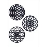 Unt Ahşap Yaşam Çiçeği Sri Yantra Torus Nefesi Üçlü Dekoratif Tablo Duvar Süsü Ev Hediyesi Siyah 48 X 48