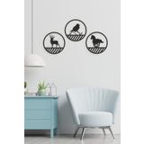UNT Animals Set Duvar Dekoru-Süsü, Ahşap Dekoratif Tablo Siyah 25 x 98 UNTNM458
