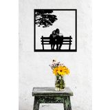 UNT Aşk, Huzur, Sevgi Temalı Duvar Dekoru - Süsü, Ahşap Dekoratif Tablo Siyah 48 x 48 UNTNM578