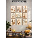 Unt Boho Minimalist Kadın Çizim 9'Lu Duvar Tablo Seti – Çerçeve Görünümlü Premium Mdf 15X20 Cm Çok Renkli 15 X 20