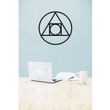 UNT Circle Square Triangle Symbol Duvar Dekoru - Süsü, Ahşap Dekoratif Tablo v1 Siyah 48 x 48 UNTNM372