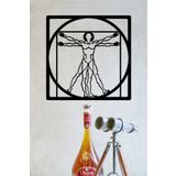 UNT Da Vinci Human Duvar Dekoru - Süsü, Ahşap Dekoratif Tablo Siyah 48 x 48 UNTNM609