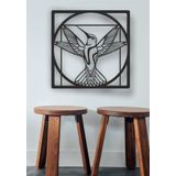 UNT Da Vinci Vitruvian Bird Duvar Dekoru - Süsü, Ahşap Dekoratif Tablo Siyah 48 x 48 UNTNM517