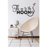 UNT "Fly Me To The Moon" Duvar Dekoru - Süsü, Ahşap Dekoratif Tablo Siyah 100 x 100 UNTNM548