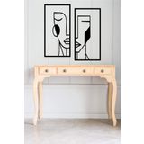 UNT Geometric Face Duvar Dekoru - Süsü, Ahşap Dekoratif Tablo Siyah 48 x 48 UNTNM633