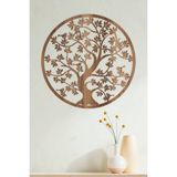 Unt Hayat/yaşam Ağacı Duvar Dekoru-Süsü, Ahşap Dekoratif Tablo - 48 X 48 - Ceviz