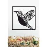 UNT Hummingbird Duvar Dekoru - Süsü, Ahşap Dekoratif Tablo Siyah 48 x 48 UNTNM326