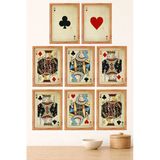 Unt İskambil Kartları Temalı 8’Li Tablo Seti | 15X20 Cm | Çerçeve Görünümlü Uv Baskı Mdf Duvar Dekoru Çok Renkli 15 X 20