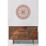 UNT Kahverengi Sri Yantra Mandala Kutsal Geometri Duvar Dekoru-Süsü, Ahşap Dekoratif Tablo
