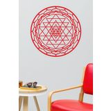 UNT Kırmızı Sri Yantra Mandala Kutsal Geometri Duvar Dekoru-Süsü, Ahşap Dekoratif Tablo
