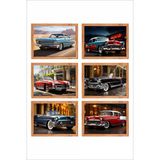 Unt Klasik Araba Temalı 6’Lı Duvar Tablo Seti – Retro Vintage Car Poster Dekorasyonu Çok Renkli 15 X 20