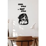 UNT Köpek ve Motto Duvar Dekoru - Süsü, Ahşap Dekoratif Tablo Siyah 70 x 100 UNTNM545