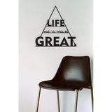Unt "Life Is Great" Duvar Dekoru-Süsü, Ahşap Dekoratif Tablo Siyah 48 X 48