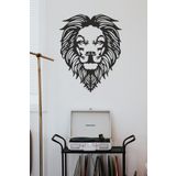 UNT Lion - Aslan Duvar Dekoru - Süsü, Ahşap Dekoratif Tablo Siyah 48 x 40 UNTNM409