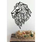 Unt Lion - Aslan Duvar Dekoru - Süsü, Ahşap Dekoratif Tablo V2 Siyah 48 X 48