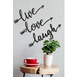 UNT "live love laugh" Duvar Dekoru-süsü, Ahşap Dekoratif Tablo - 1 Siyah 40 x 40 UNTNM414