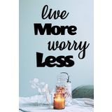 UNT "live more worry less" Duvar Dekoru - Süsü, Lazer Kesim, Ahşap Dekoratif Tablo Siyah 55 x 60 UNTNM352