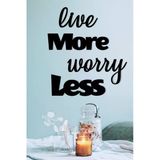 Unt "Live More Worry Less" Duvar Dekoru - Süsü, Lazer Kesim, Ahşap Dekoratif Tablo Siyah 55 X 60