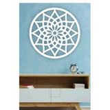 Unt Mandala Duvar Dekoru Süsü Ahşap Dekoratif Tablo Beyaz 48 X 48