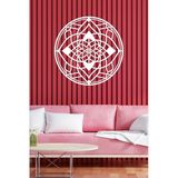 Unt Mandala Duvar Dekoru-Süsü, Ahşap Dekoratif Tablo - Beyaz Beyaz 48 X 48