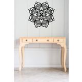 UNT Mandala Duvar Dekoru-süsü, Ahşap Dekoratif Tablo - Siyah Siyah 48 x 48 UNTNM570