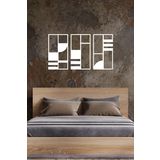 UNT Minimalist Geometrik Ahşap Duvar Dekoru, 3 lü Tablo Beyaz 48 x 27 UNTNM67