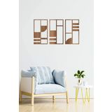 UNT Minimalist Geometrik Ahşap Duvar Dekoru, 3 lü Tablo Ceviz 48 x 27 UNTNM66