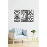 UNT Minimalist Geometrik Ahşap Duvar Dekoru, 3 lü Tablo SİYAH 48 x 26 UNTNM58
