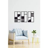 UNT Minimalist Geometrik Ahşap Duvar Dekoru, 3 lü Tablo Siyah 48 x 27 UNTNM68