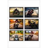 Unt Motosiklet Sürüş Temalı 6’Lı Duvar Tablo Seti – Modern Motor Posterleri Çok Renkli 15 X 20